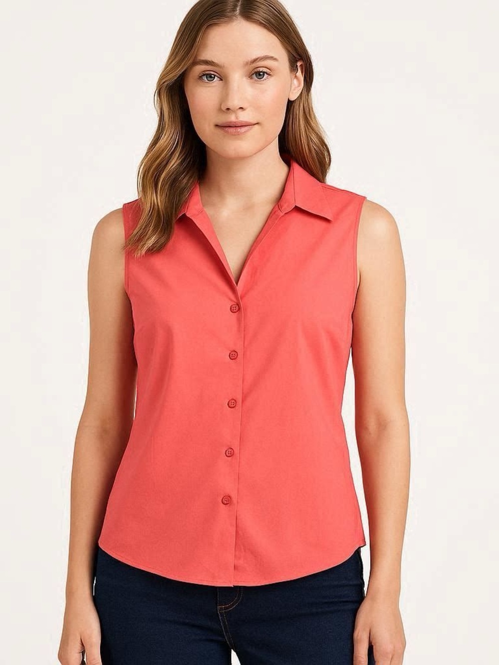 Coral Sleeveless Blouse